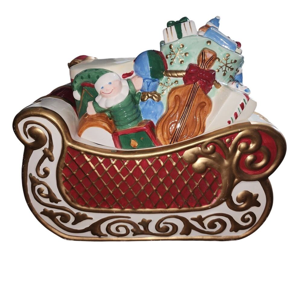 Christmas New Avon Joyous Celebrations St. Nicholas Collection Sleigh Cookie Jar